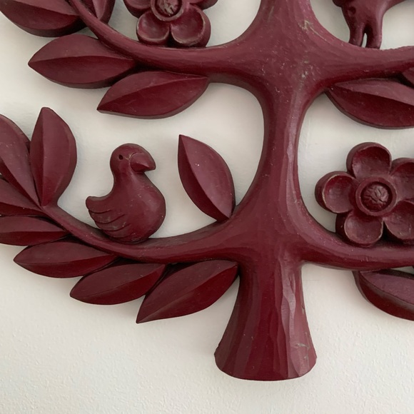 Vintage Syroco Red Tree of Life Wall Hanging - Picture 6 of 10